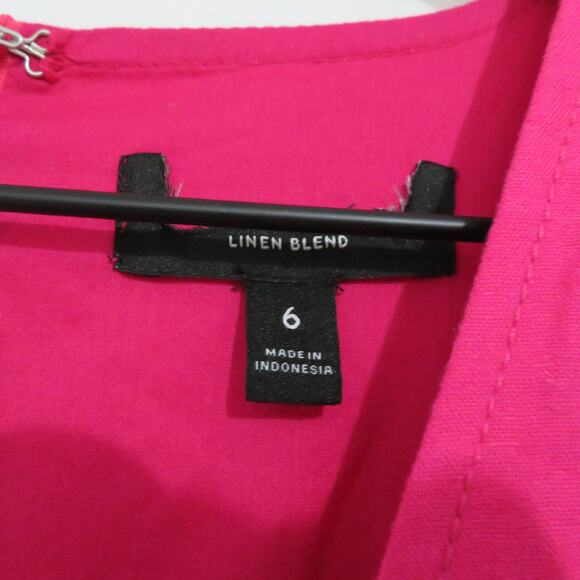 Banana Republic 6 Paradise Pink Midi Dress Linen Sleeveless - Picture 4 of 5